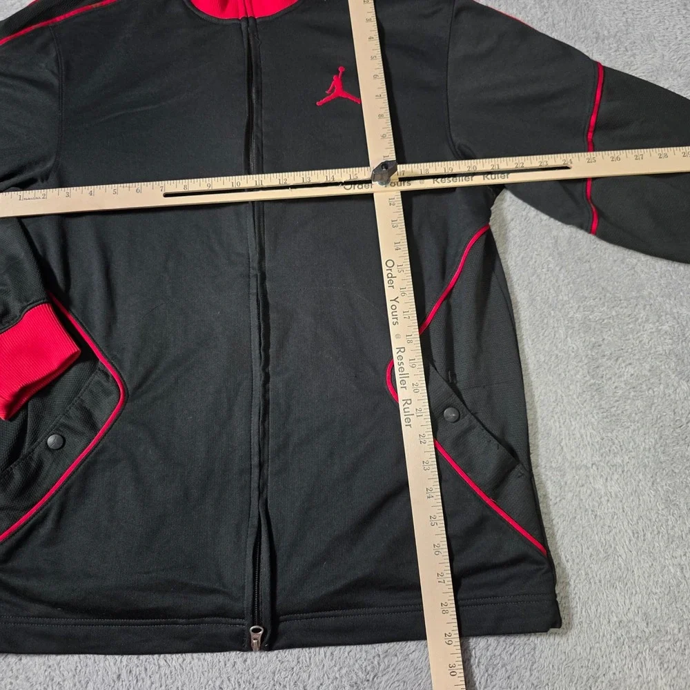 Jordan Mens Medium Track Jacket Black Red Full Zip Jumpman Piping Athletic